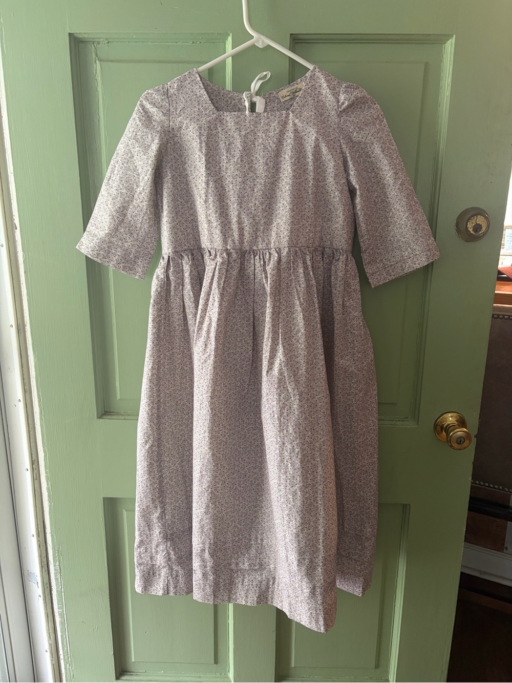 Crafted by Colonial Williamsburg Prairie Girls dress Sz 7/8 cream pink floral